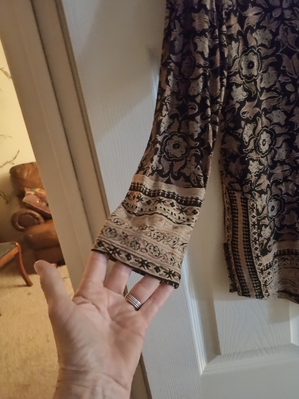 Lucky Brand Black & Cream Floral Embroidered Tunic - Picture 3 of 5